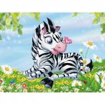 *Акция! KM0070/1 Картина-открытка мозаикой (15х20) МАЛЕНЬКАЯ ЗЕБРА (13 цветов) 1/100