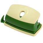 Дырокол FUSION, толщина прокола 10 листов, пластиковый корпус, зеленый/желтый