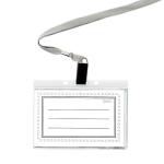 Бирка нагрудная, 90*65мм, горизонтальная, на текстильном шнуре, в инд.пакете