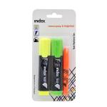 Набор текстмаркеров, желтый, зеленый + оранжевый, 2+1шт., блистер