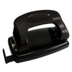 Дырокол METALLIC, толщина прокола до 12 листов, металлический корп, черный, линейка + фиксатор