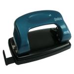 Дырокол METALLIC, толщина прокола до 12 листов, металлический корп, синий, линейка + фиксатор