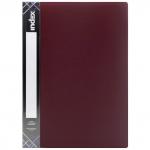 Папка с 20 файлами SATIN, форзац, ф.A4, 0,55мм, бордовая