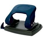Дырокол METALLIC, толщина прокола до 25 листов, металлический корп, синий, линейка + фиксатор