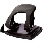 Дырокол METALLIC, толщина прокола до 35 листов, металлический корп, черный, линейка + фиксатор