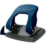 Дырокол METALLIC, толщина прокола до 35 листов, металлический корп, синий, линейка + фиксатор