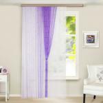 Штора Кисея Однотонная с бусами 290*290 св-сиреневая