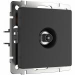 Механизм серебряный - ТВ-розетка (черный матовый)