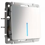 Механизм глянцевый никель - Выключатель одноклавишный с подсветкой (глянцевый никель)