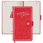 Ежедневник А6+ 120л кожзам "Бейбискин" коралловый тон/блок кнопка серебр/срез, 50516