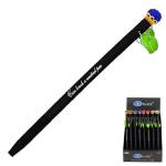 Ручка гелевая стираемая Лист синяя 0,38 мм., 132 мм., корпус черный подвеска. MC-3980