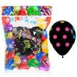 Воздушные шары,  50шт., "№12" черный неоновый рисунок, МС-3574