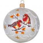 Шар стеклянный "Птички" 95мм, подарочная упаковка, С185
