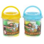 НАБОР "ТЕСТО ДЛЯ ЛЕПКИ" "MULTIART" "МАША И МЕДВЕДЬ" (7 ЦВ.*155ГР. + 2 ФОРМОЧКИ) В ВЕДРЕ в кор.2*30шт