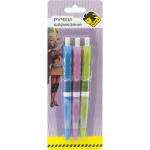 Набор шариковых авт. ручек, 0,5 мм, синий цв., грип, пластик корп., ACTION!, АЛИСА, (3 шт в уп), блистер с е/п