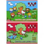 Альбом для рисования, А4, 210х297 мм, 12 л, скоба, 100 г/м2, картон мелованный, HELLO KITTY, 2 дизайна, белый