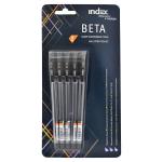 Набор шариковых ручек, 0,7 мм, черный цв., рифление, пластик корп., INDEX, BETA, (5 шт в уп), блистер с е/п