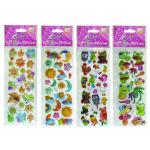 Наклейки объемные УЛЫБНИСЬ! 6,4*19,5см, ассорти 4 дизайна, п/п с европодвесом