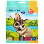 Пластилин, классический, 10 цв., ассорти, классика, 200 г, 1 стек, ACTION!, ANIMAL CLUB INT., картон. короб. с е/п