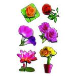 Наклейки объемные 3D ЦВЕТЫ  7,5*19,5см, ассорти 3 дизайна, п/п с европодвесом