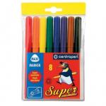 Набор фломастеров, (8 цв. в уп), смываемые, трехгранный уп., круглый корп., 1 дизайн, CENTROPEN, SUPERWASHABLE MAXI, ПВХ пенал с е/п