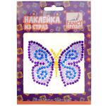 Наклейка из страз металлик СОВА/БАБОЧКА, 7,5х7 см, полимерная, 2 дизайна ассорти, п/п с е/п