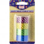 Лента клейкая декоративная ПРАЗДНИК, 18мм x 3м x 4 шт