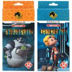 Набор карандашей цветных, (12 цв. в уп), дерево, заточ., круглый, ассорти, без ластика, ACTION!, АЛИСА, картон. короб. с е/п