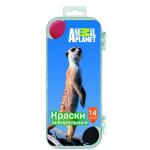 Краски акварельные, медовые, 14 цв., классика, без кисти, ACTION!, ANIMAL PLANET, пластик. футляр с е/п