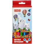 Набор карандашей цветных, (12 цв. в уп), дерево, заточ., шестигранный, ассорти, без ластика, ACTION!, ACTION!, картон. короб. с е/п