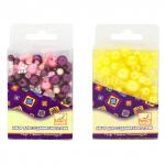 Бусины АССОРТИ-2 круглые перлам. d=6-10мм и фигурные, пластик, 30г, 4 цв. асс., п/уп. с е/п