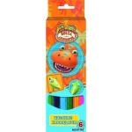 Набор карандашей цветных, (6 цв. в уп), дерево, заточ., шестигранный, ассорти, без ластика, ACTION!, ПОЕЗД ДИНОЗАВРОВ, картон. короб. с е/п