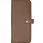 Визитница настольная, на 128 визиток, 4 ряда, 260х118 мм, кожзам, коричневый цв., хлястик с кнопкой, INDEX