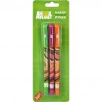 Набор гелевых ручек, 0,5 мм, синий цв., грип, пластик корп., ACTION!, ANIMAL PLANET, (3 шт в уп), блистер с е/п