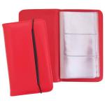 Визитница настольная, на 96 визиток, 3 ряда, 237х125 мм, кожзам, красный цв., резинка, INDEX