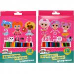 Набор карандашей цветных, (18 цв. в уп), дерево, заточ., трехгранный, ассорти, без ластика, ACTION!, LALALOOPSY, картон. короб. с е/п