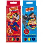 Набор фломастеров, (6 цв. в уп), смываемые, круглый корп., ACTION!, DC COMICS, картон. короб. с е/п