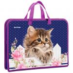 Папка с ручками 340*245*40 Berlingo "Princess cat", А4, 1 отделение, пластик, на молнии, PT-A4-4012