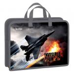 Папка с ручками 340*245*75 Berlingo "Fighter jet", А4, 1 отделение, пластик, на молнии, PT-A4-7515