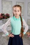 11-31 Блузка ворот-рюша гипюровый рукав