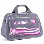 Сумка дорожная Арлион-432,  без подклада,  плеч рем,  жесткое дно,  ножки,  1внеш+1внут карм,  серый/розовый  (рисунок)  189472