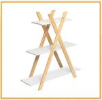 QWERTY Стеллаж-этажерка с полками, деревянный , полки - белый глянец, стойки-лак  100*90*23 /1