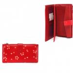 Кошелек женский натуральная кожа Cossni-44953,  на молнии,  5отд,  21карм,  красный/цветочки 226405