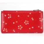 Кошелек женский натуральная кожа Cossni-44953,  на молнии,  5отд,  21карм,  красный/цветочки 226405
