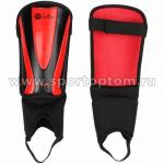 Щитки футбольные INDIGO  с защитой щиколотки, 1504, черно-красный, M-L