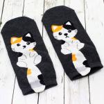 Короткие носки "Котята с хвостом" Чёрные