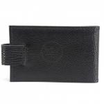 Визитница Croco-В-202 с хлястиком  (18листов)  натуральная кожа черный игуана (76)   226036