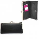 Кошелек женский натуральная кожа Cossni-51337,  защелка снаружи,  5отд,  12карм,  черный 226396