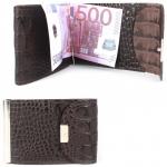 Зажим для купюр Croco-зк-300 (карм на мелочи,  2 кнопки)  натуральная кожа коричневый кайман (62)  213082