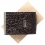 Зажим для купюр Croco-зк-300 (карм на мелочи,  2 кнопки)  натуральная кожа коричневый кайман (62)  213082